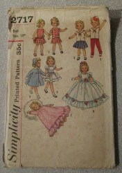 2717 SIMPLICITY 17 '' 1958 SHIRLEY TEMPLE DOLL SAILOR OUTFIT, GOWN, COAT PATTERN